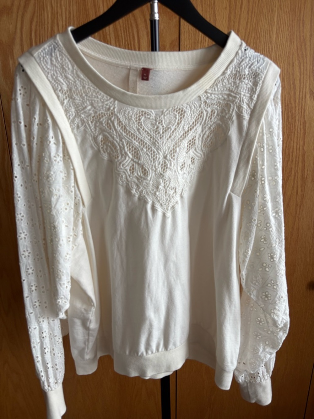 Pilcro Anthropologie Eyelet Lace Long-Sleeve Top - Picture 3 of 7